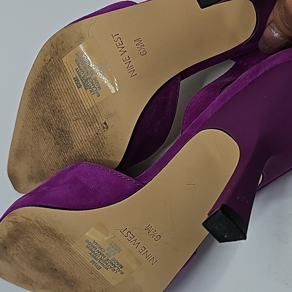 Nine West Fuchsia Pointed Slingback Heels - Picture 4 of 6